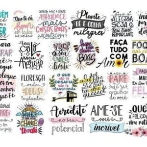 Kit Arquivos Digitais Lettering Frases Motivacionais Png