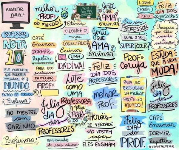 Kit Arquivos Lettering Frases Dia Dos Professores Escola Png