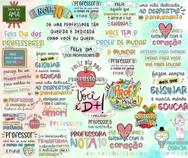 Kit Arquivos Lettering Frases Dia Dos Professores Escola Png