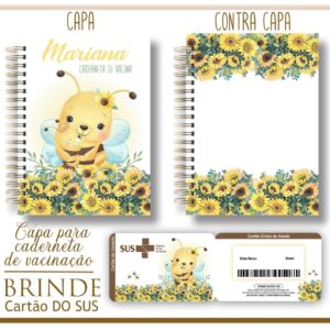 kit capa e cartao sus abelhinha arquivo digital capas personalizadas