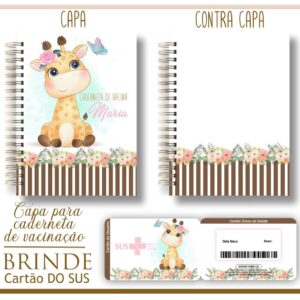 kit capa e cartao sus girafa baby arquivo digital pack capas agendas