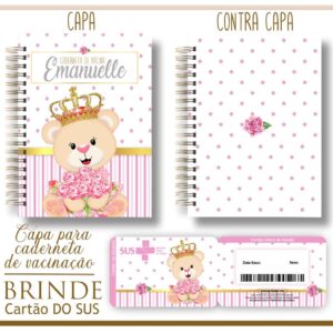 kit capa e cartao sus ursinha princesa arquivo digital pack capas