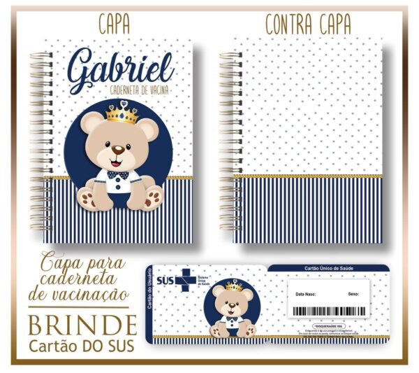 Kit Capa e Cartão Sus Ursinho Príncipe - Arquivo Digital