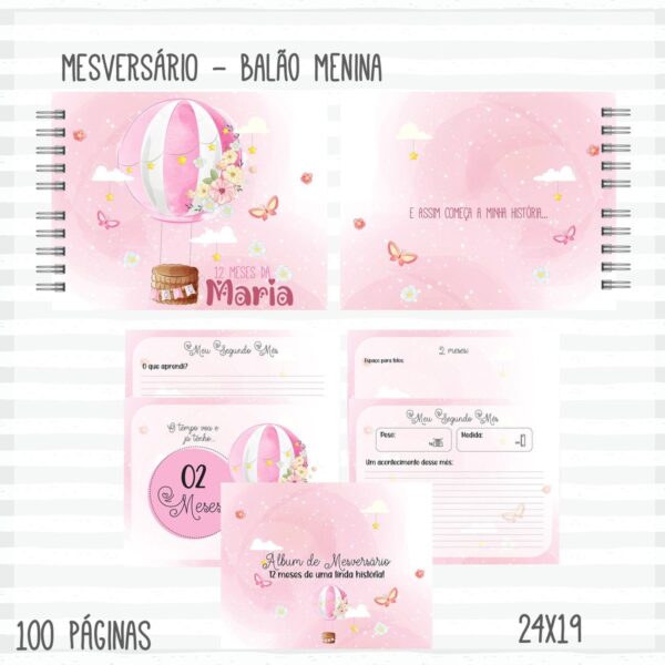 Kit Completo do Bebê Balão Menina - Arquivo Digital - Imagem 4