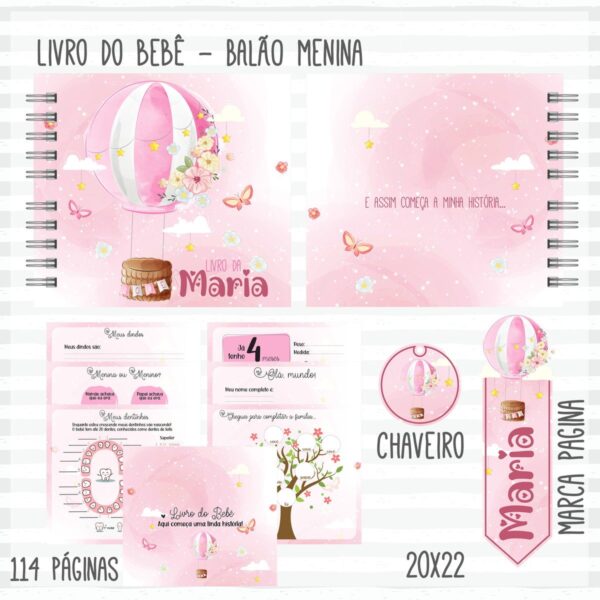 Kit Completo do Bebê Balão Menina - Arquivo Digital - Imagem 3