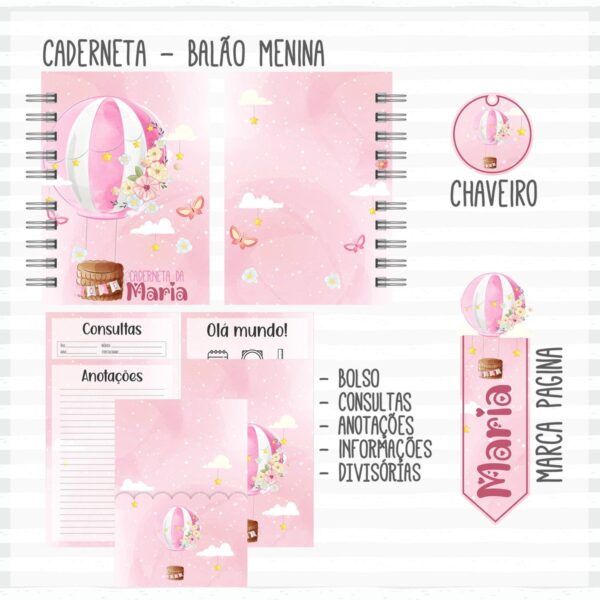 Kit Completo do Bebê Balão Menina - Arquivo Digital - Imagem 2