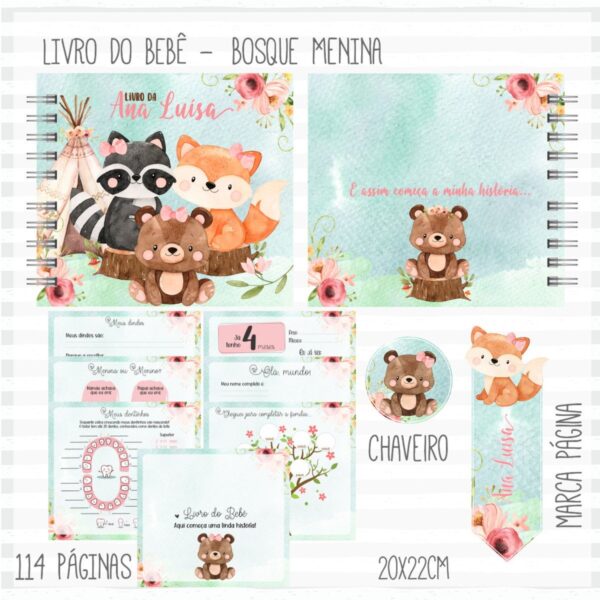 Kit Completo do Bebê Bosque Menina - Arquivo Digital - Imagem 3