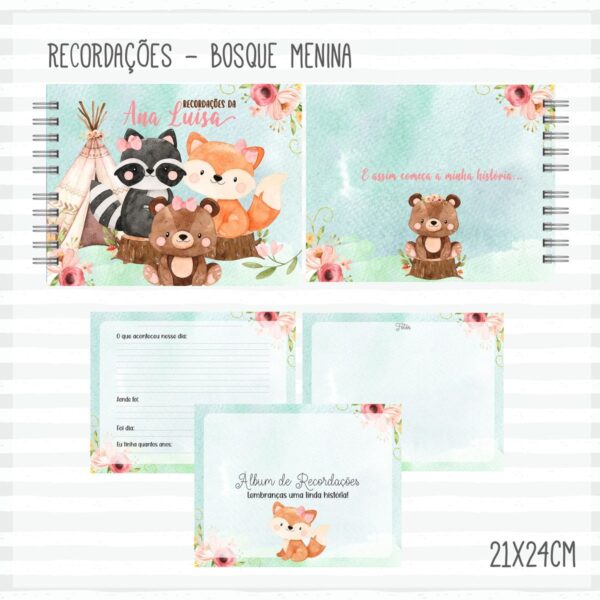 Kit Completo do Bebê Bosque Menina - Arquivo Digital