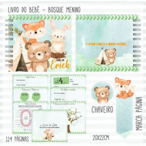 kit completo do bebe bosque menino arquivo digital papelaria digital