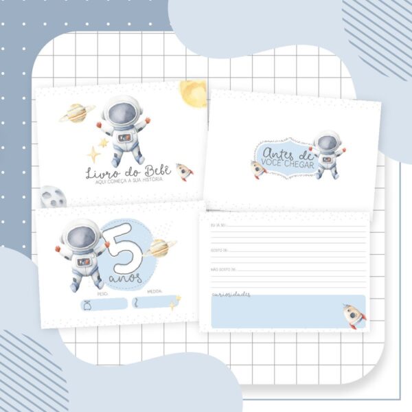 Kit Completo Maternidade Astronauta Menino - Arquivo Digital - Imagem 5