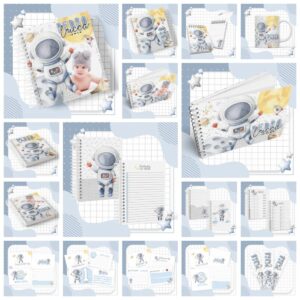 kit completo maternidade astronauta menino arquivo digital papelaria digital 1