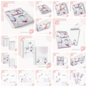 kit completo maternidade borboletas arquivo digital anotacoes