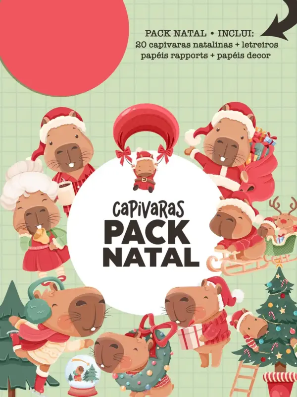 Kit Criativo Capivara Natal Png Sublimacao E Personalizados 2
