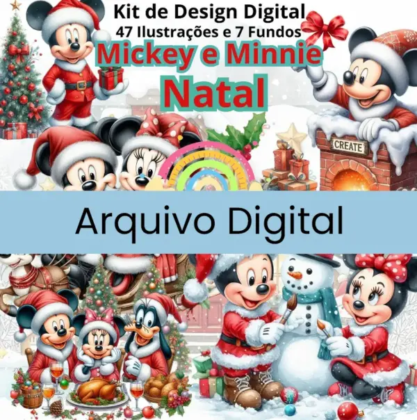 Kit Criativo Mickey Mouse Natal Png Scrapbook E Sublimacao 2
