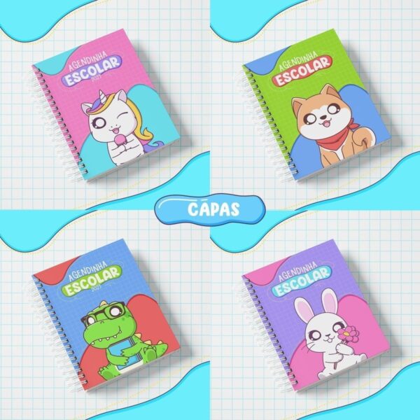 Kit Digital Agenda Escolar 2023 Personagens Fofos Cute 4