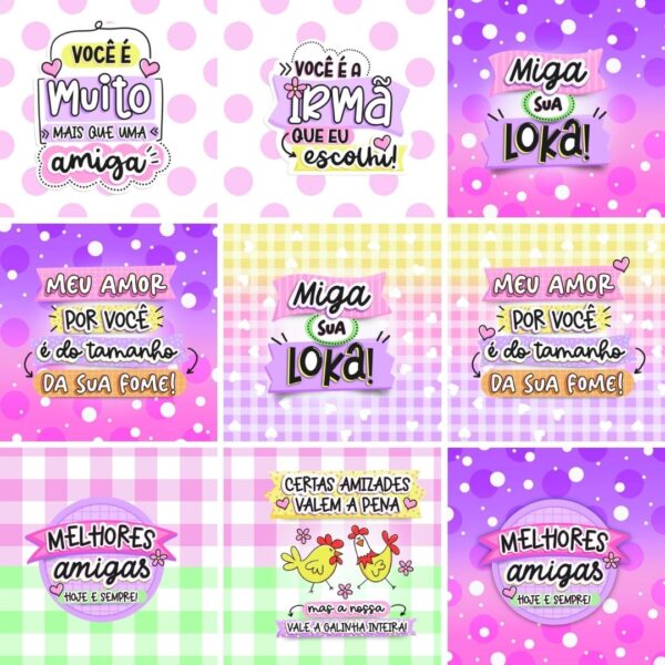Kit Digital Amigas Amizade Ilustrações Caneca Balinha Mimos