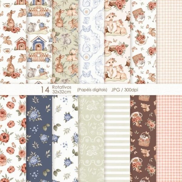 Kit Digital Aquarela Páscoa Ilustrações Png Personalizados