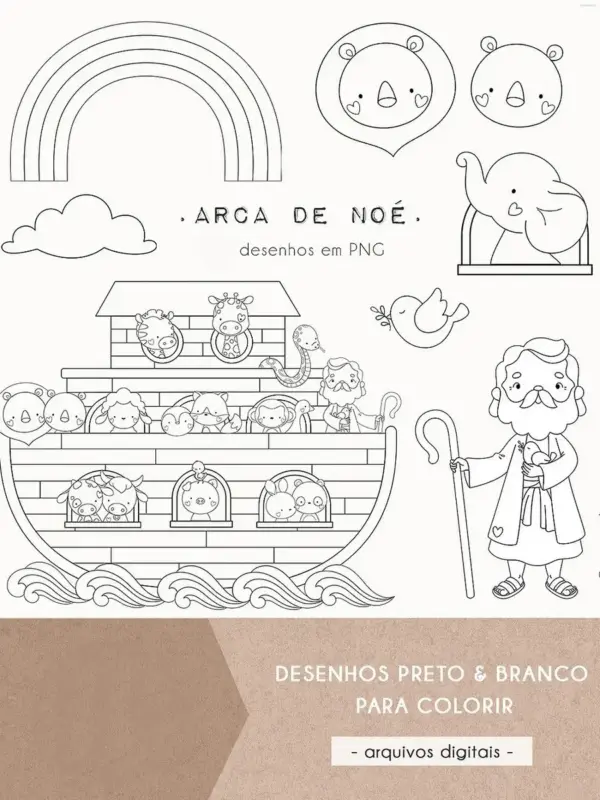 Kit Digital Arca De Noe Desenhos Para Colorir E Imprimir 2