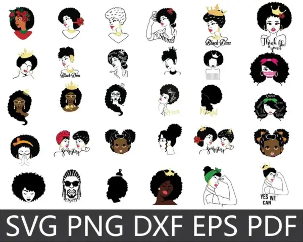 Kit Digital Arte Afro Feminina Png Para Projetos Criativos 3