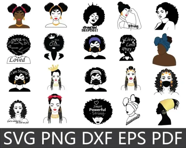 Kit Digital Arte Afro Feminina Png Para Projetos Criativos