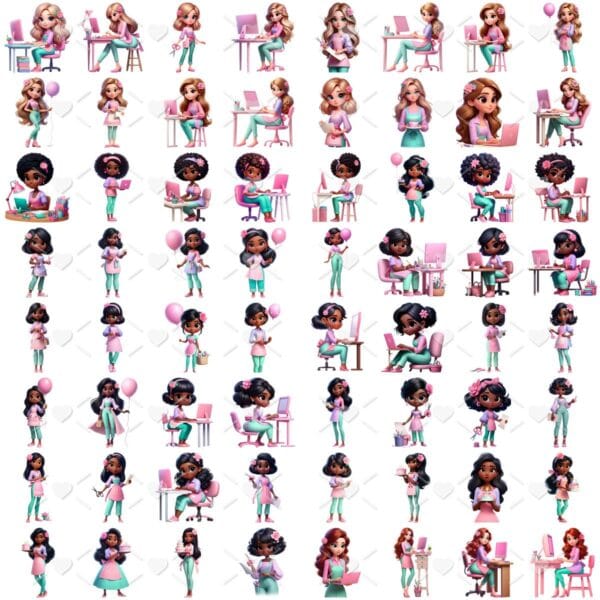 Kit Digital Artesa Empreendedora Png Ilustracoes 3d Cute 2