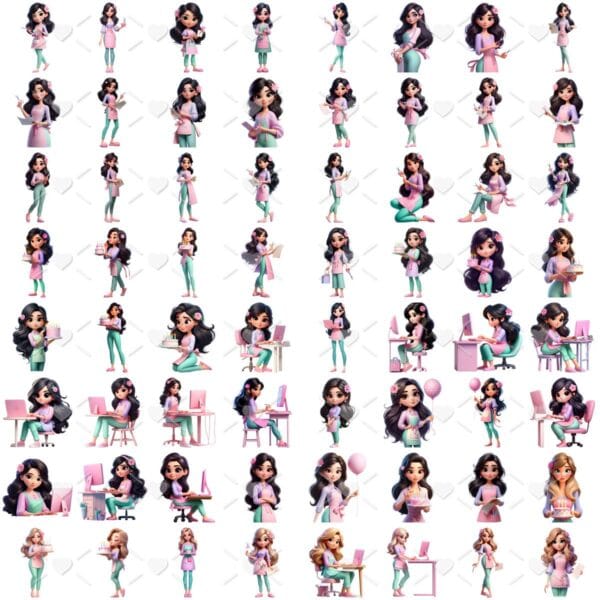 Kit Digital Artesa Empreendedora Png Ilustracoes 3d Cute 3
