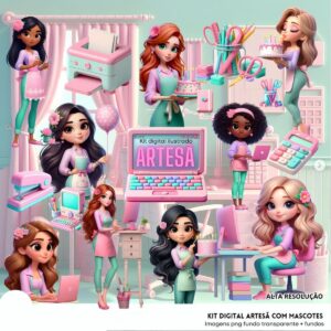 Kit Digital Artesa Empreendedora Png Ilustracoes 3d Cute 4