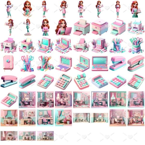 Kit Digital Artesa Empreendedora Png Ilustracoes 3d Cute