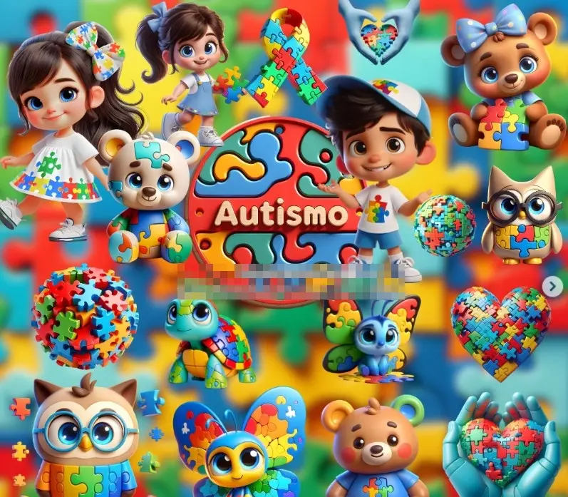 Kit Digital Autismo 3D PNG para Projetos Criativos 1 Kit Digital Autismo 3d Png Para Projetos Criativos
