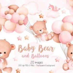 Kit Digital Baby Bear Girl Png