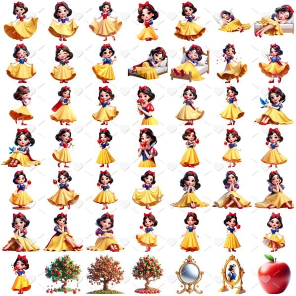 Kit Digital Branca de Neve e Os Sete Anões Imagens Png