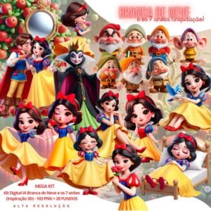 Kit Digital Branca de Neve e Os Sete Anões Imagens Png
