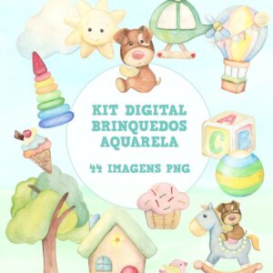 kit digital brinquedos aquarela arquivo digital kit digital 1