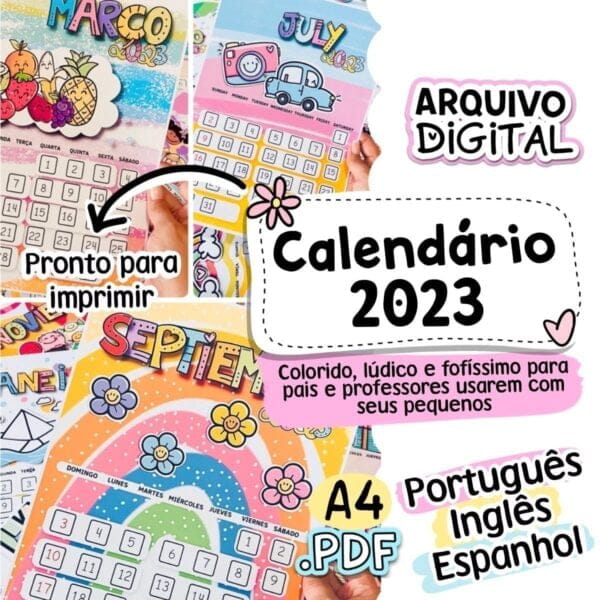 Kit Digital Calendário 2023 Atividades Infantis Em Pdf