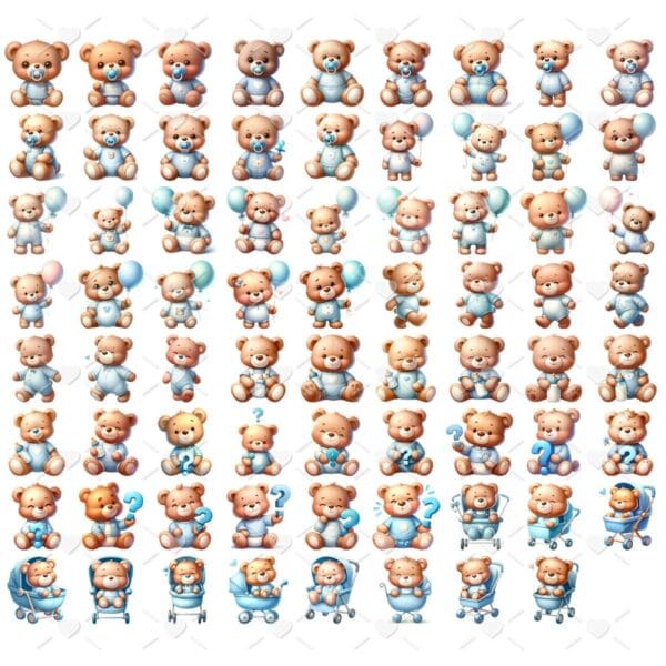 Kit Digital Chá de Bebê Ursinhos 3D Cute Fofo Menina Menino