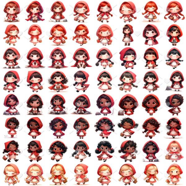 Kit Digital Chapeuzinho Vermelho 3D Fofo Ilustrações Png