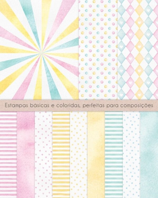 Kit Digital Circo Rosa Aquarelado Ilustrações Png Papelaria