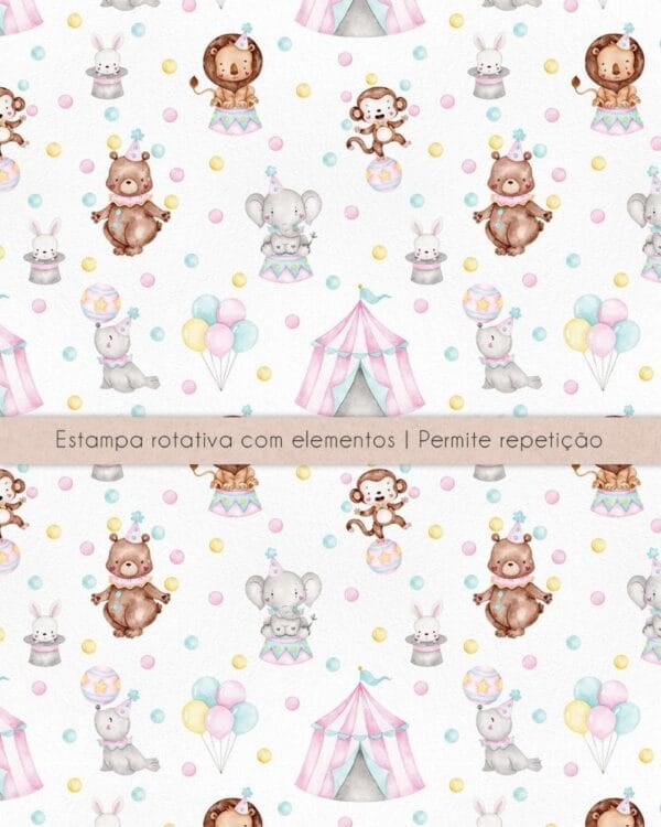 Kit Digital Circo Rosa Aquarelado Ilustrações Png Papelaria