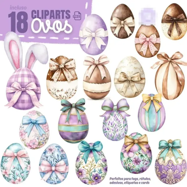 Kit Digital De Pascoa Com Tematica Lilas Para Artesanato Em Papel 3