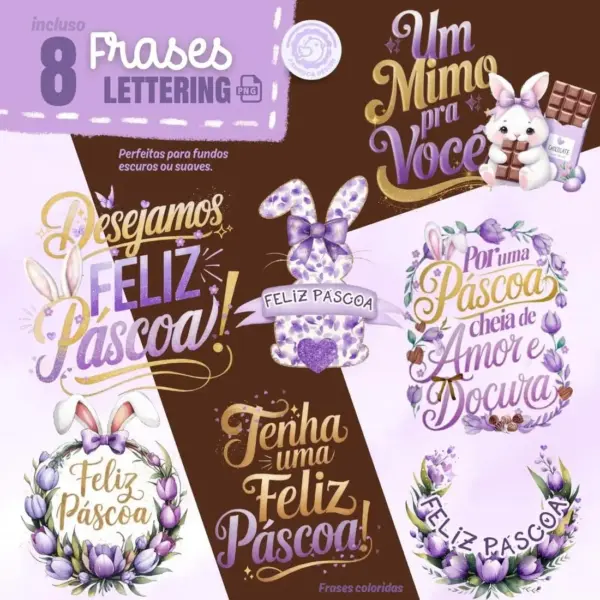Kit Digital De Pascoa Com Tematica Lilas Para Artesanato Em Papel 5