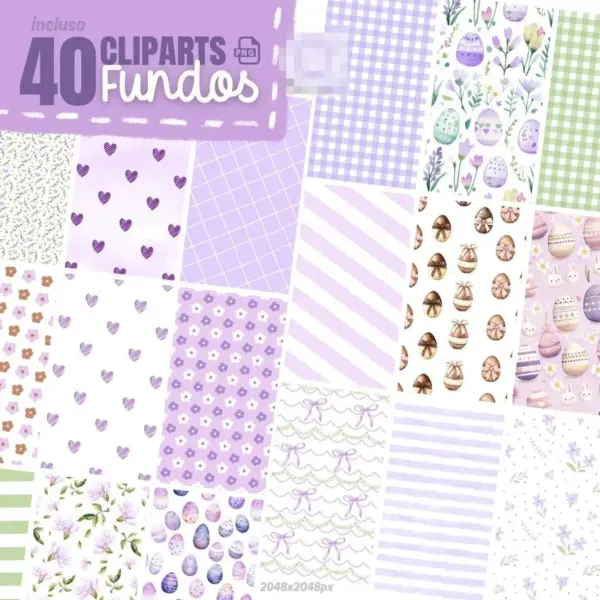 Kit Digital De Pascoa Com Tematica Lilas Para Artesanato Em Papel 6