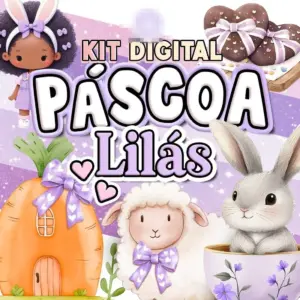 Kit Digital De Pascoa Com Tematica Lilas Para Artesanato Em Papel 8