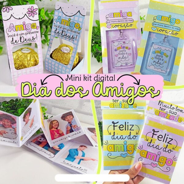 Kit Digital Dia Amigo Amizade Papelaria Personalizados Mimos