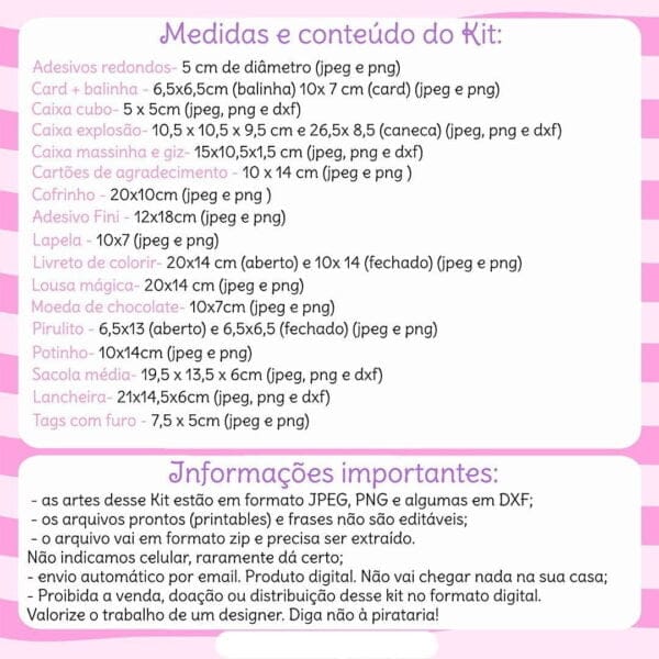 Kit Digital Dia Crianças Personalizados Papelaria Embalagens