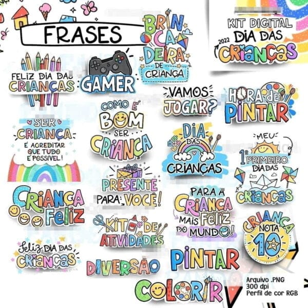 Kit Digital Dia Das Crianças Arquivo Completo Ilustrações