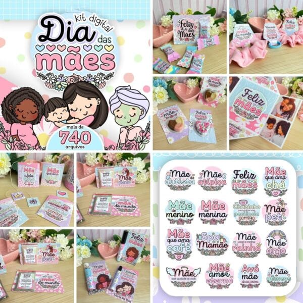 Kit Digital Dia Das Mães Corte E Montagem Personalizados