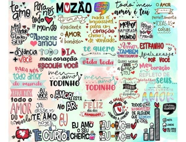 Kit Digital Dia Dos Namorados Frases Png Romântica Amor Love