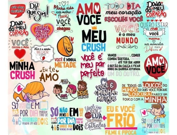Kit Digital Dia Dos Namorados Frases Png Romântica Amor Love