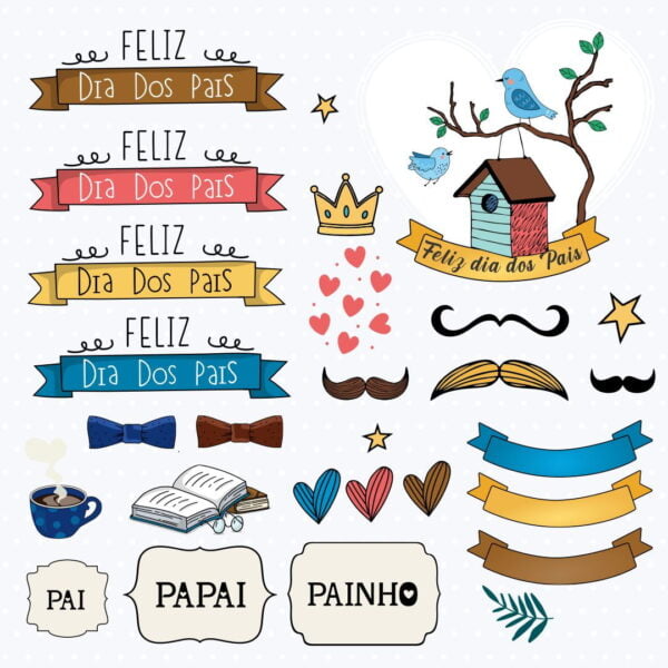 Kit Digital Dia dos Pais Cliparts Png Ilustrações e Fundos - Imagem 2