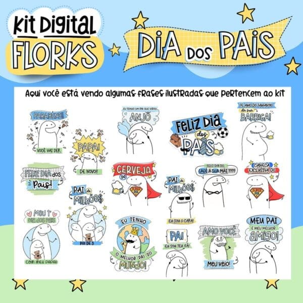 Kit Digital Dia Dos Pais Flork Frases Engraçadas Sublimação